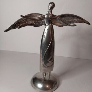 Edith Wharton Silver Metal Angel Statue Candle Stick Holder.